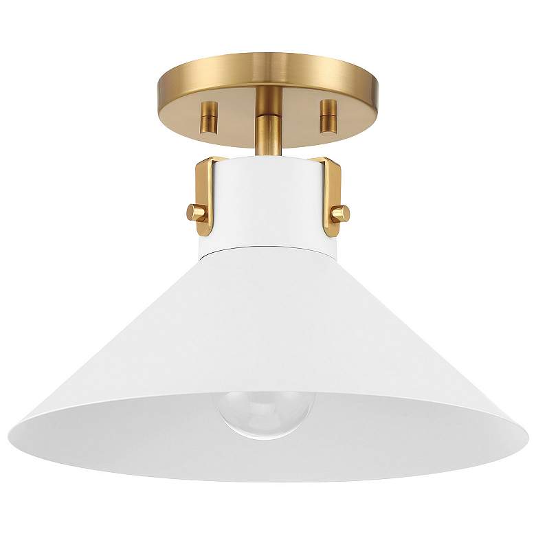 Image 2 1-Light Ceiling Light in White and Natural Brass more views