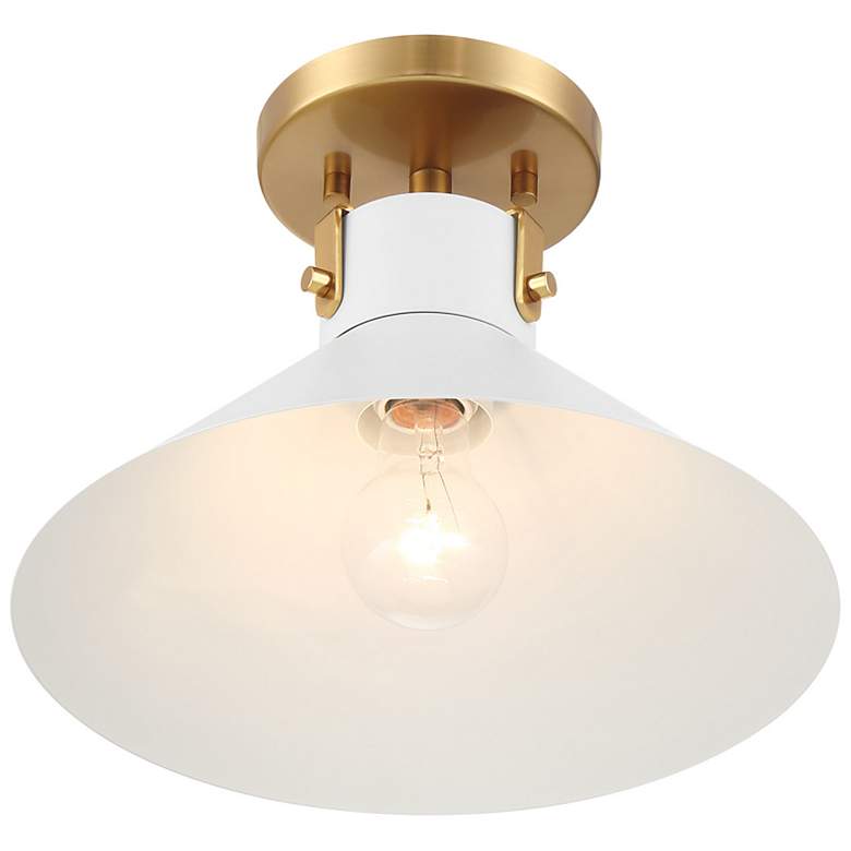 Image 4 1-Light Ceiling Light in White and Natural Brass more views