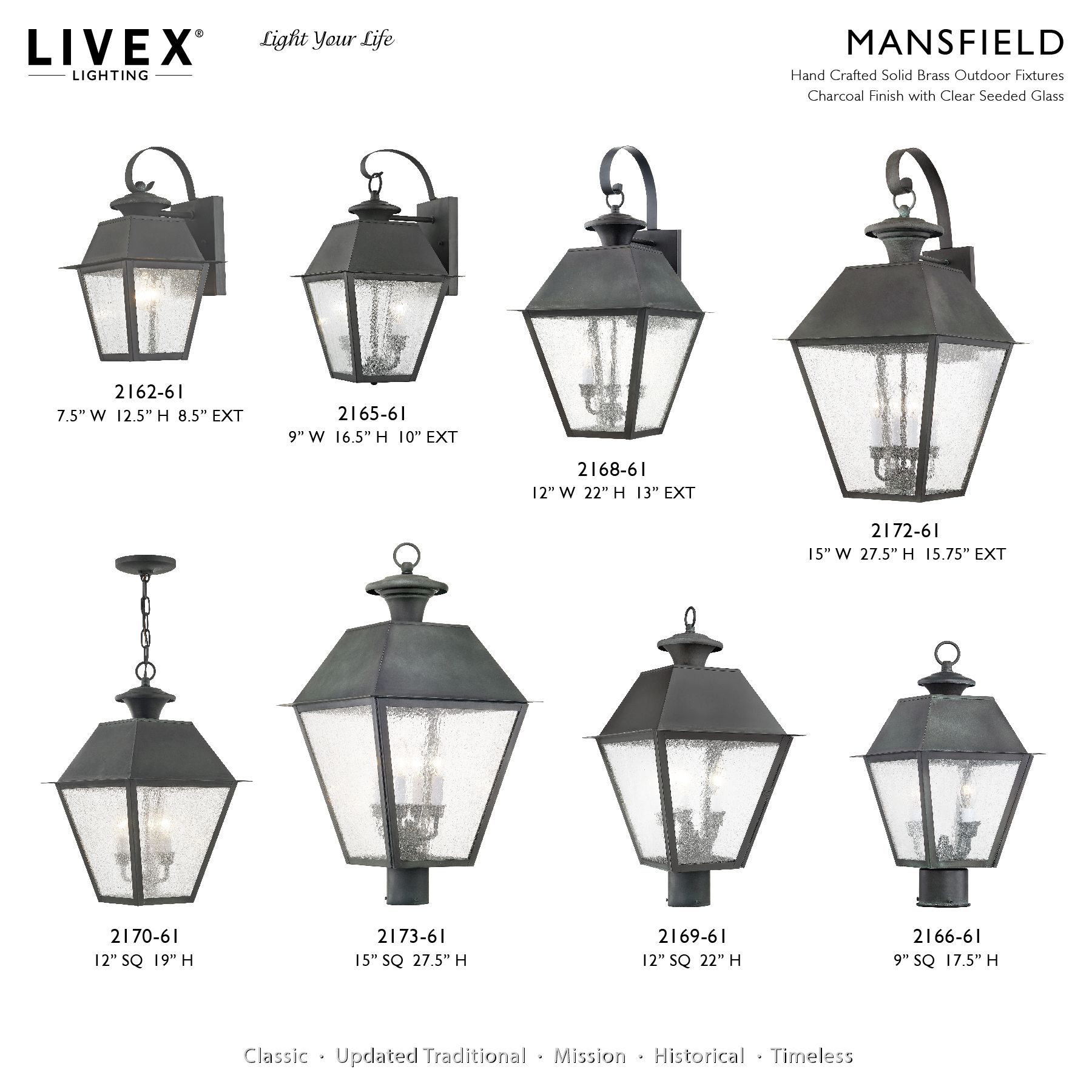1 Light Charcoal Outdoor Wall Lantern