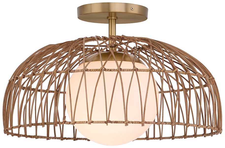 Image 2 1-Light Convertible Pendant or Semi-Flush in Natural Brass