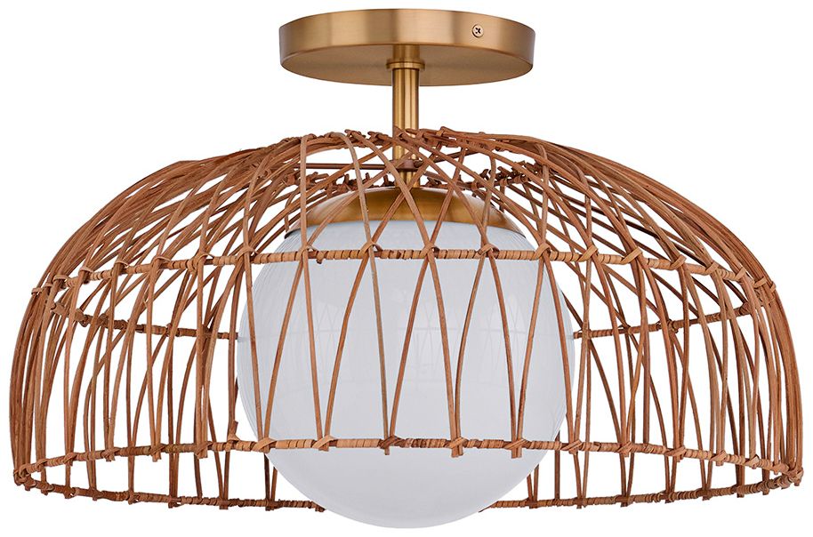 Image 4 1-Light Convertible Pendant or Semi-Flush in Natural Brass more views