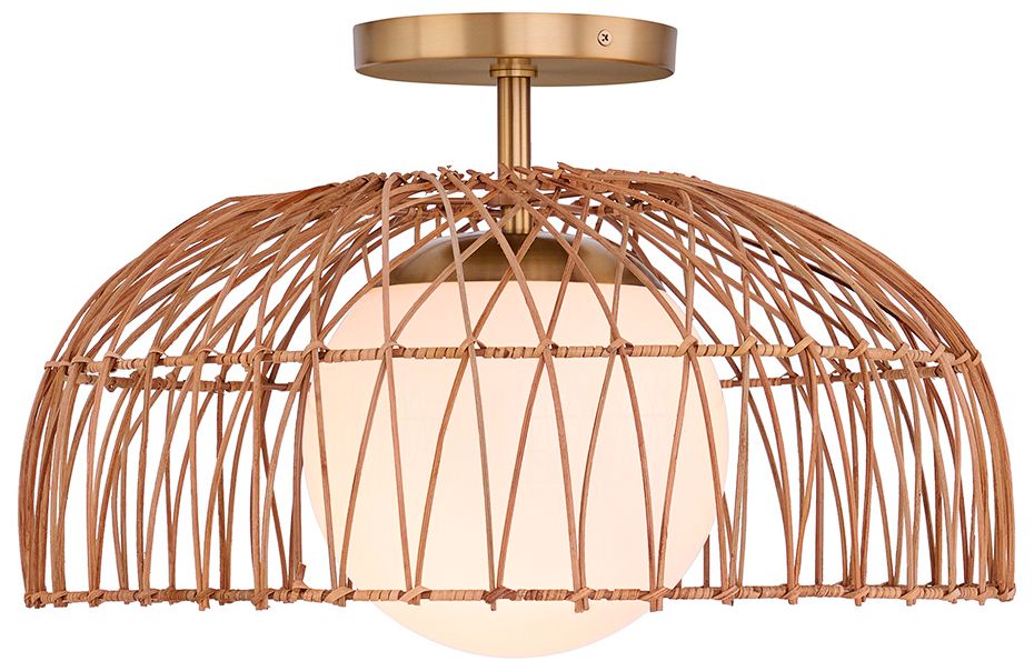 Image 5 1-Light Convertible Pendant or Semi-Flush in Natural Brass more views