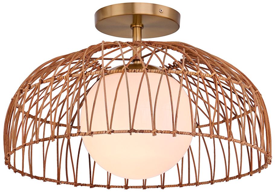 Image 6 1-Light Convertible Pendant or Semi-Flush in Natural Brass more views