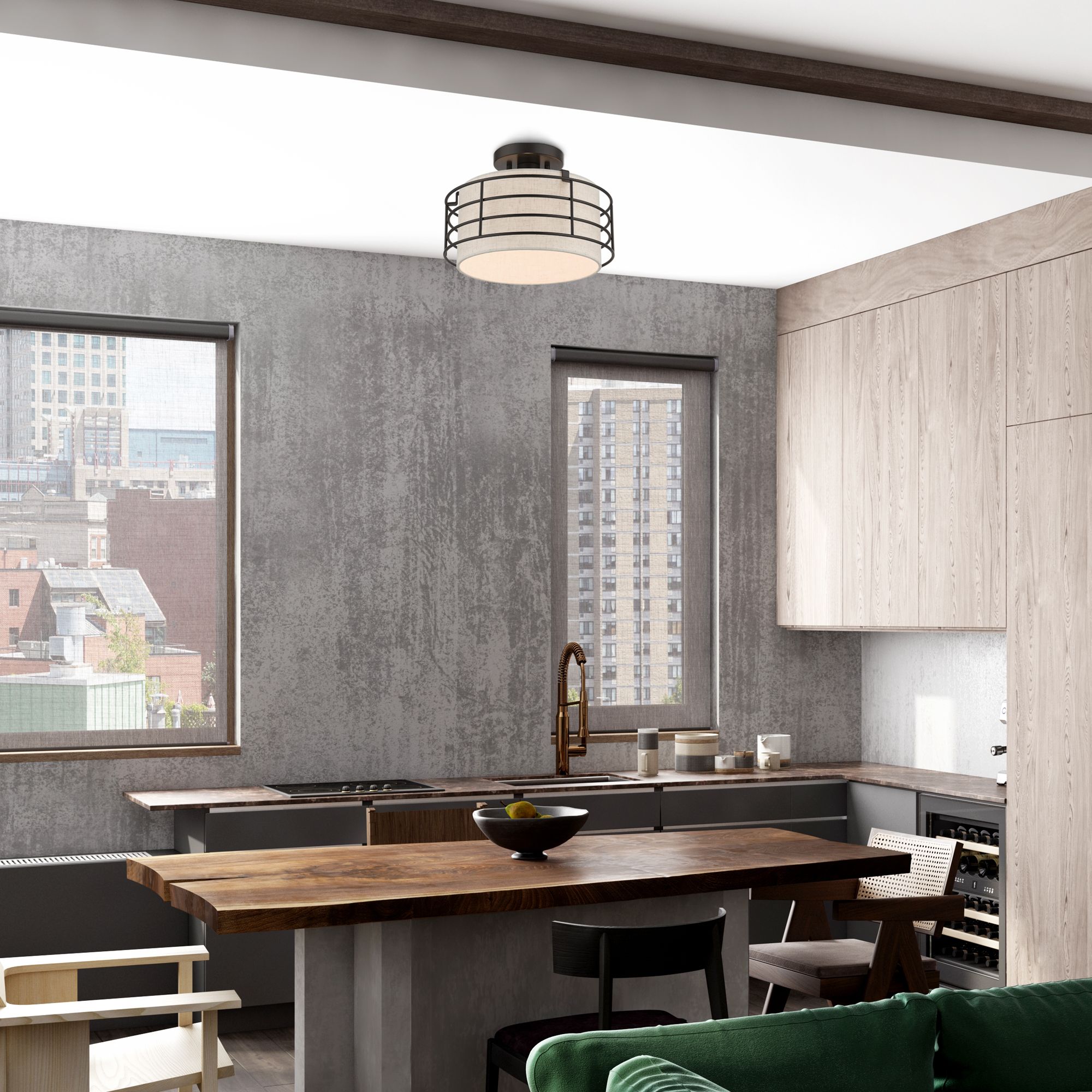 1 Light English Bronze Medium Semi-Flush