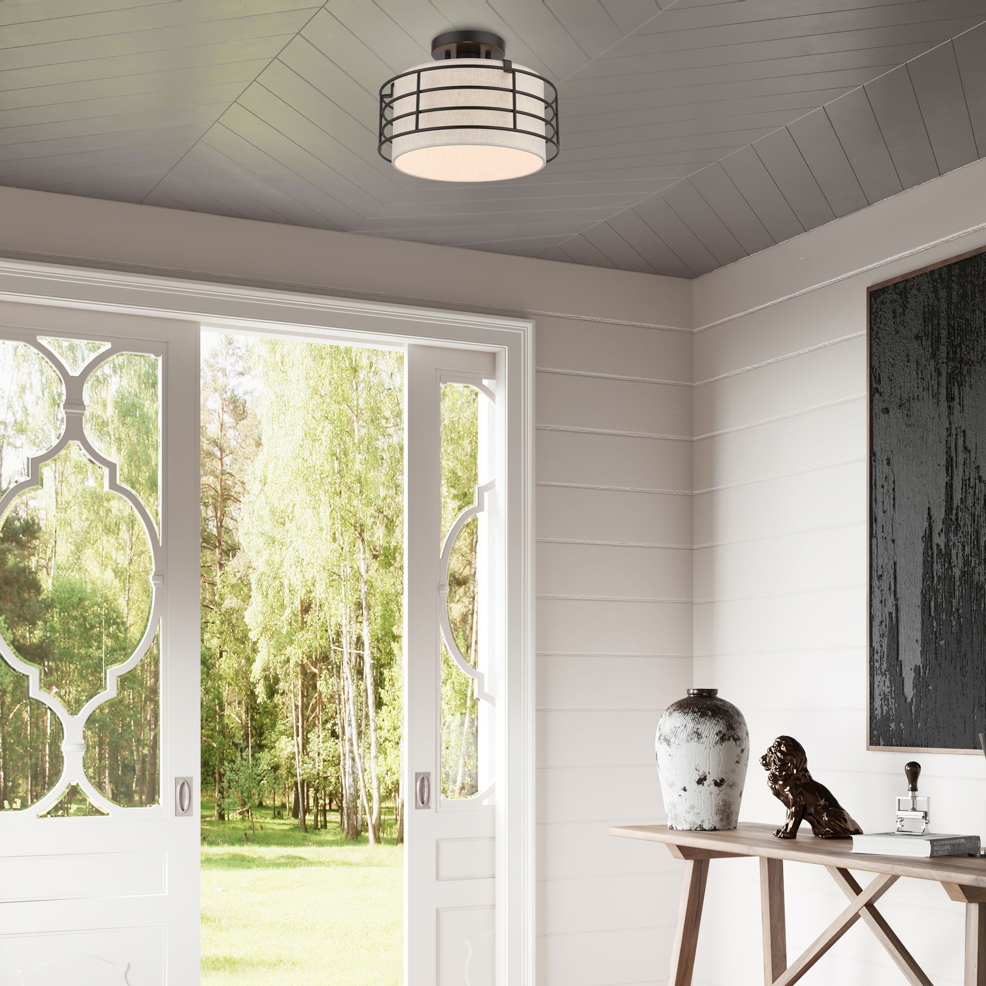 1 Light English Bronze Medium Semi-Flush