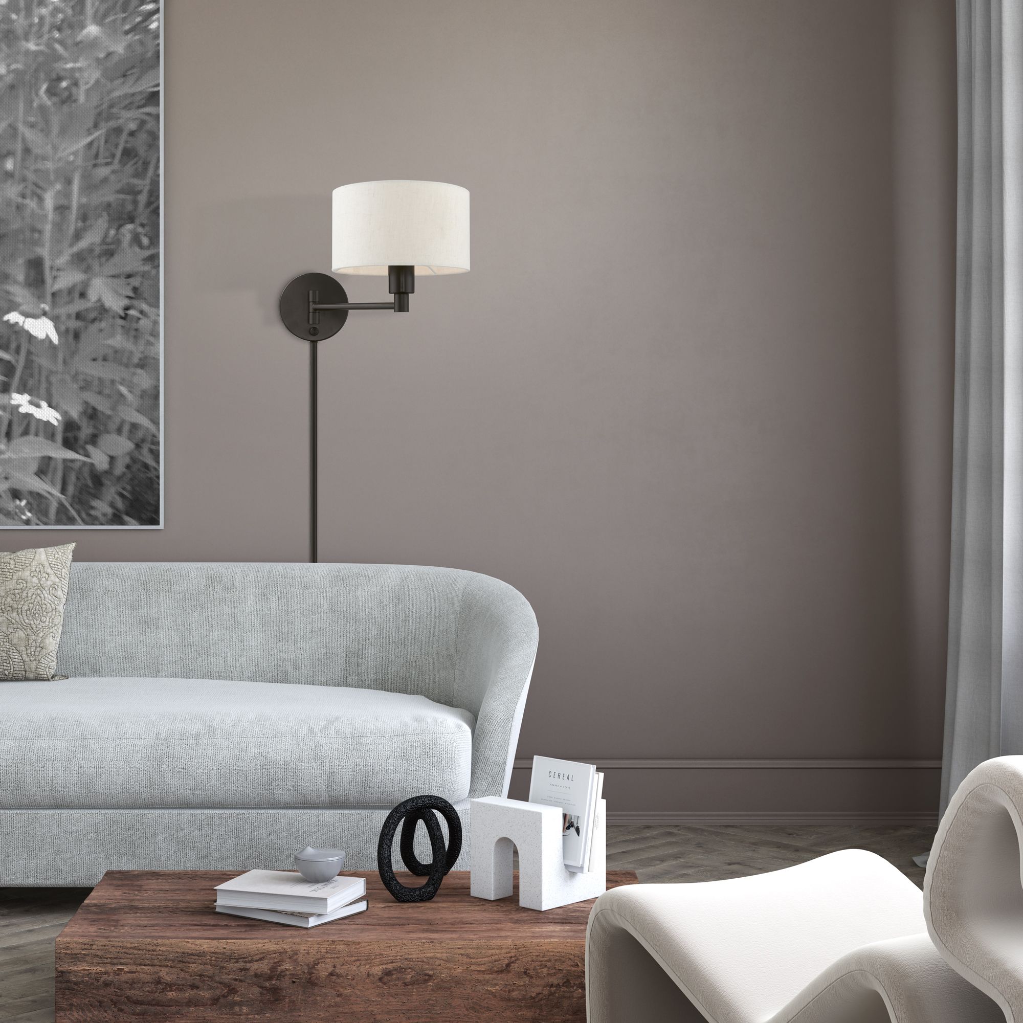 1 Light English Bronze Swing Arm Wall Lamp