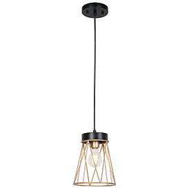 Image1 of 1-light Gold and Matte Black Pendant Lamp