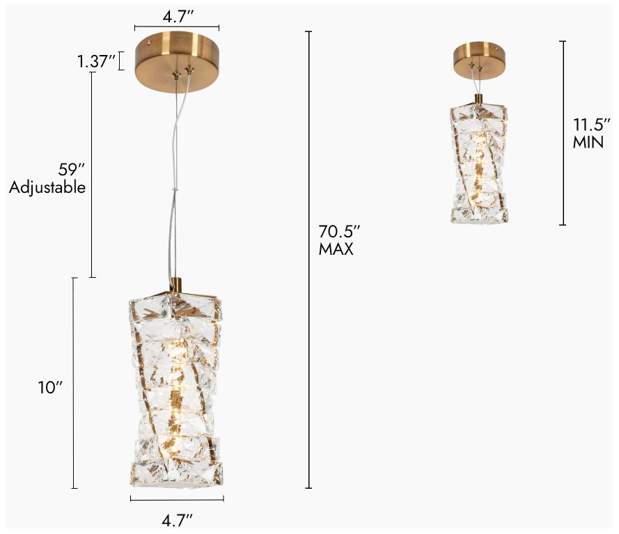 Image 2 1-light Gold LED Chandelier with Crystal more views