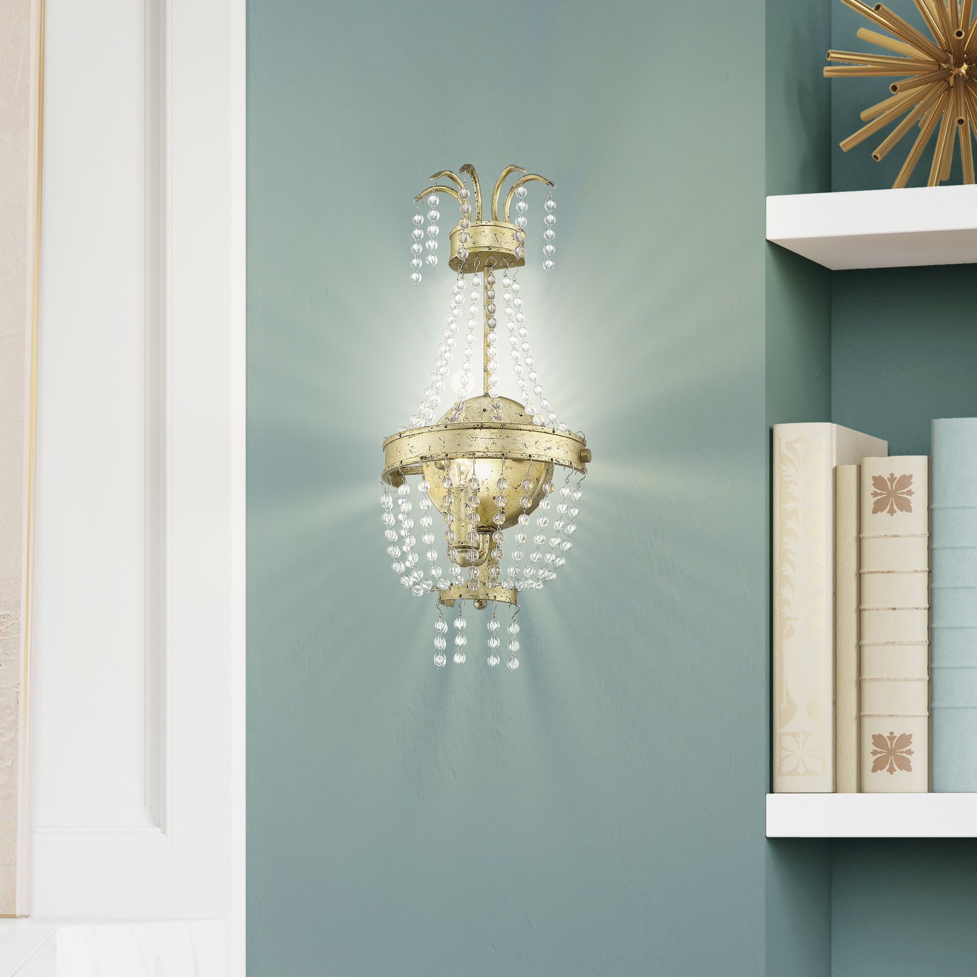 1 Light Hand Applied Winter Gold Wall Sconce