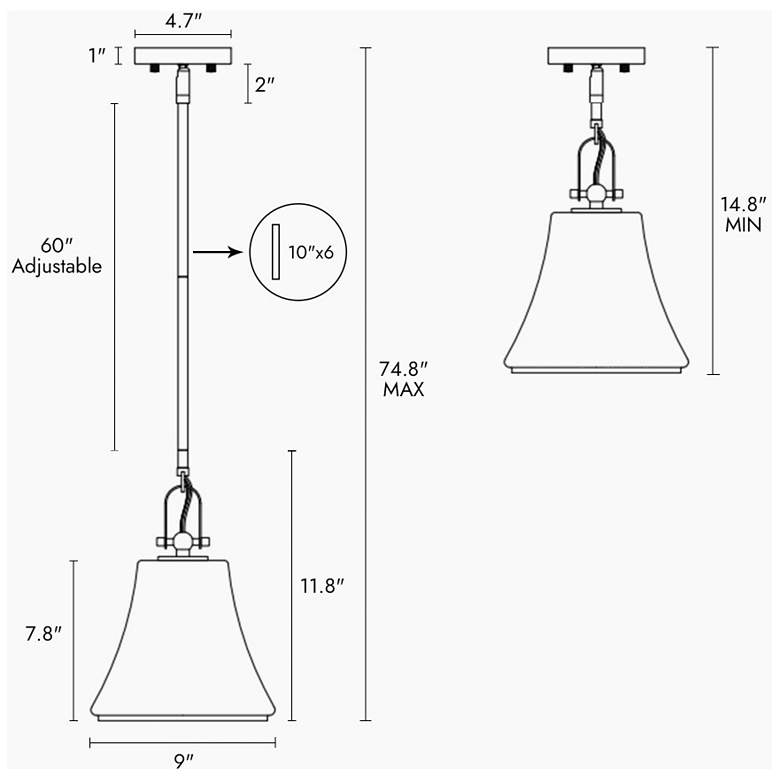 Image 2 1-light Imitation Brass Pendant Lamp with Glass more views