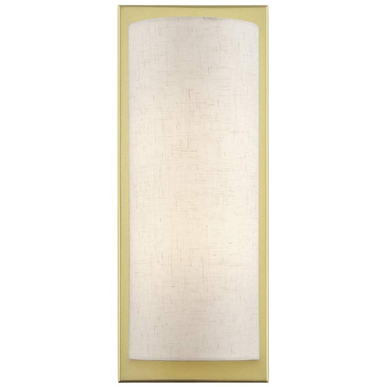 Image 1 1 Light Large ADA Sconce with Hand Crafted Oatmeal Fabric Shade