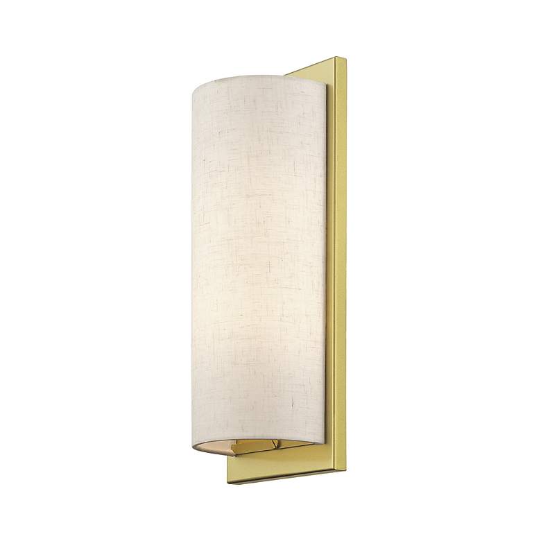 Image 5 1 Light Large ADA Sconce with Hand Crafted Oatmeal Fabric Shade more views