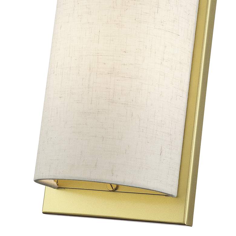Image 6 1 Light Large ADA Sconce with Hand Crafted Oatmeal Fabric Shade more views