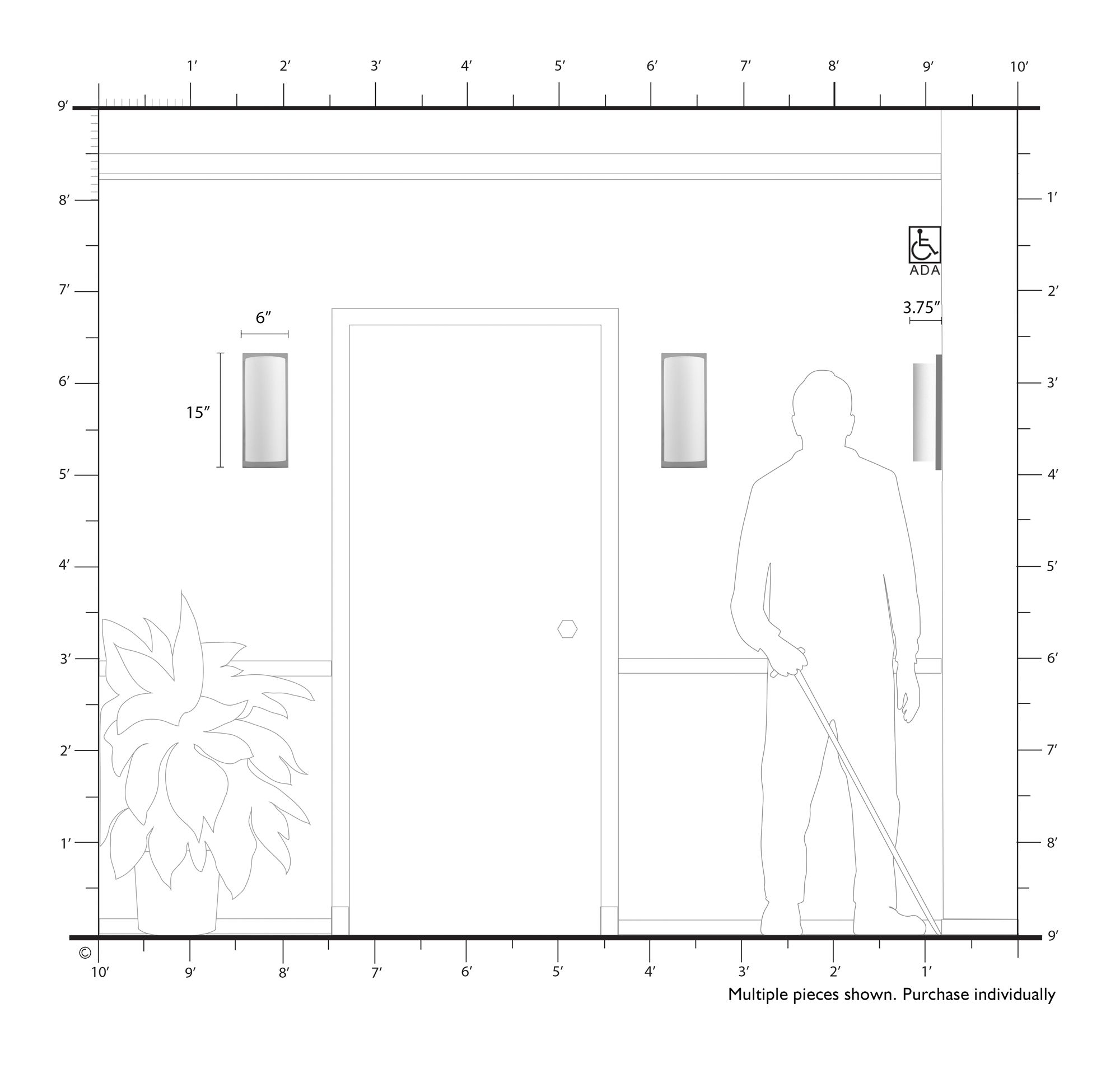 1 Light Large ADA Sconce with Hand Crafted Oatmeal Fabric Shade