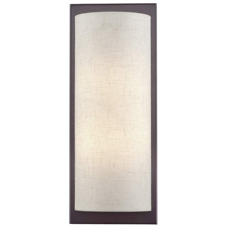 Image 1 1 Light Large ADA Sconce with Hand Crafted Oatmeal Fabric Shade