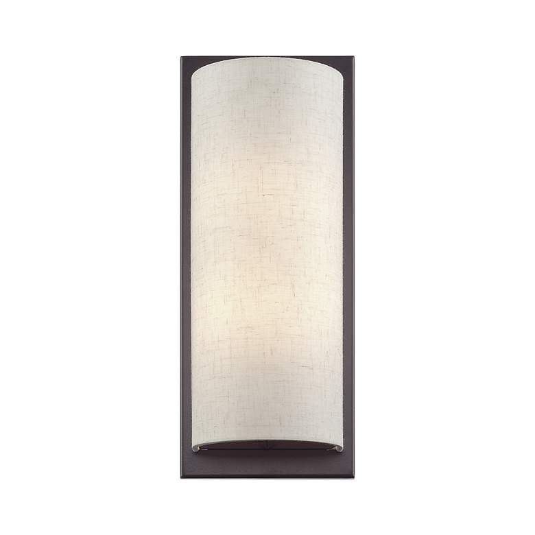 Image 3 1 Light Large ADA Sconce with Hand Crafted Oatmeal Fabric Shade more views