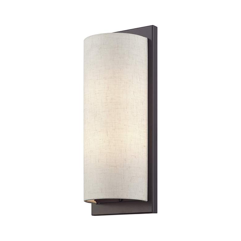 Image 4 1 Light Large ADA Sconce with Hand Crafted Oatmeal Fabric Shade more views