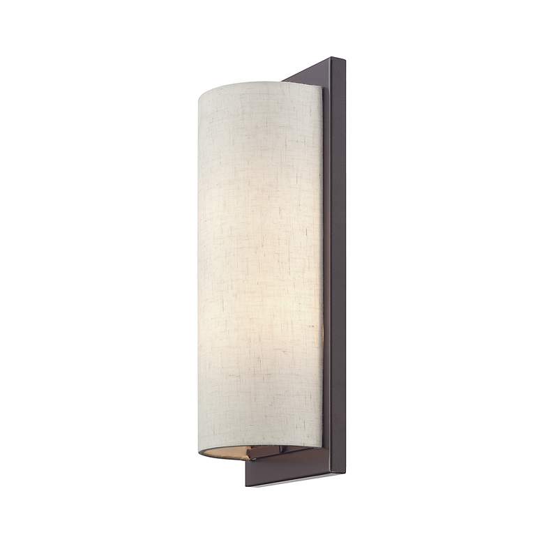Image 5 1 Light Large ADA Sconce with Hand Crafted Oatmeal Fabric Shade more views