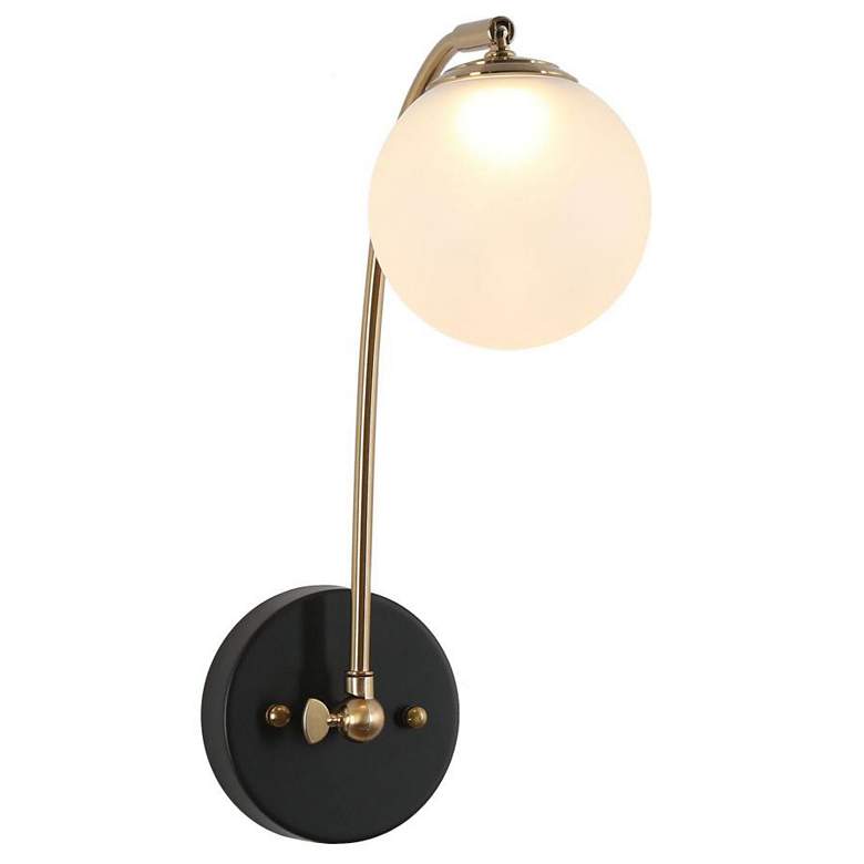 Image 1 1-Light Matte Black and Brass Gold Integrated LED Wall Sconce