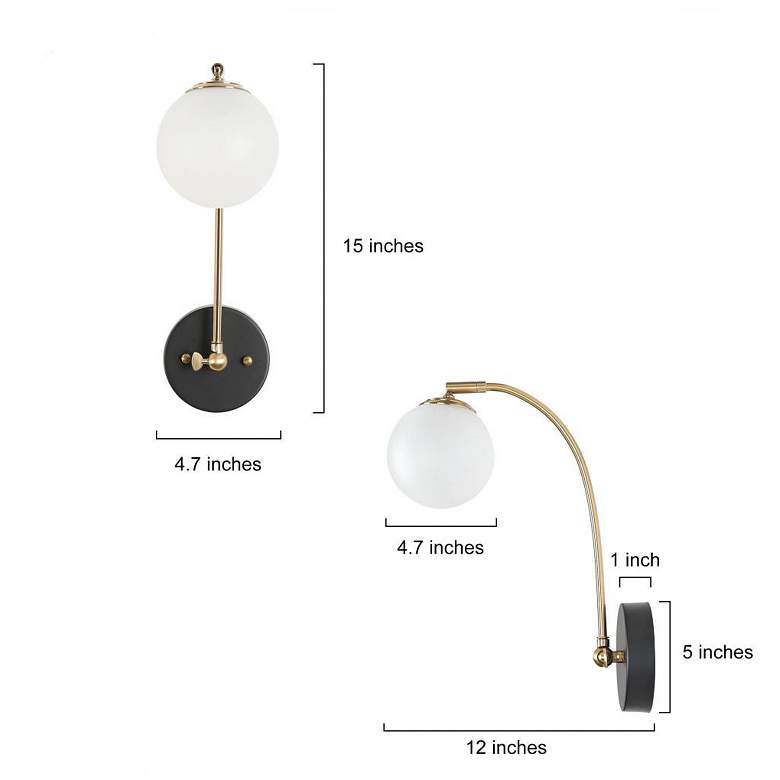 Image 2 1-Light Matte Black and Brass Gold Integrated LED Wall Sconce more views