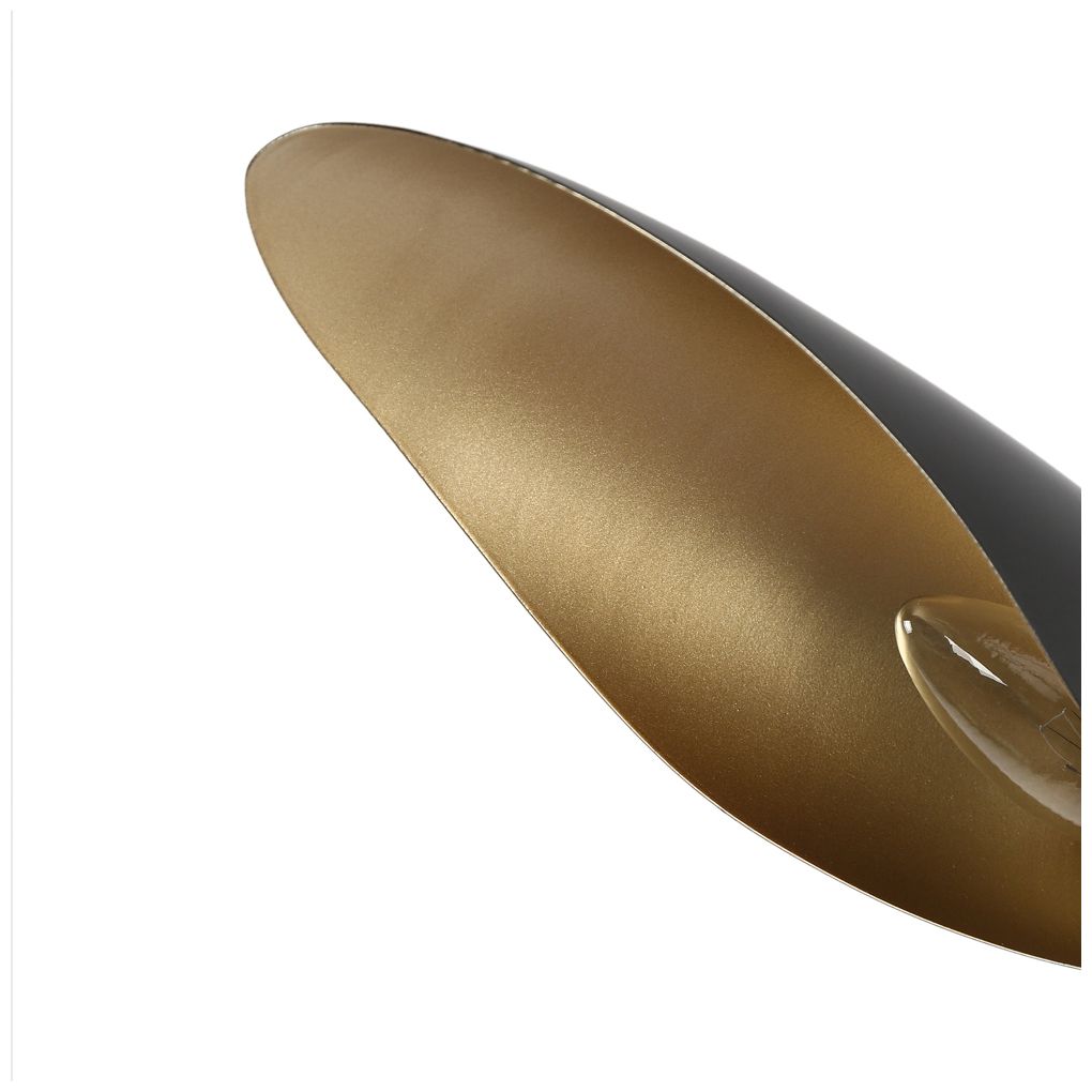 Image 3 1-Light Matte Black and Brass Wall Lamp more views