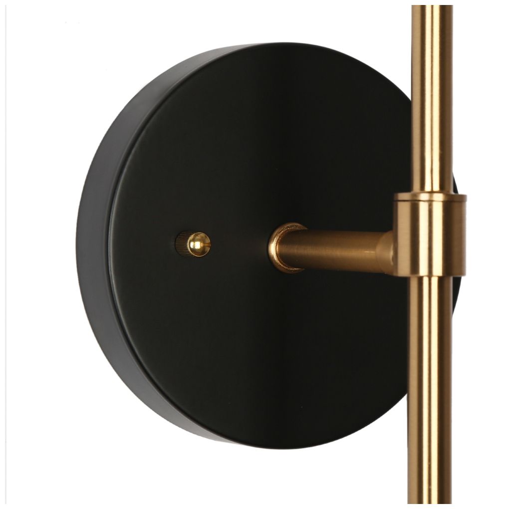 Image 4 1-Light Matte Black and Brass Wall Lamp more views
