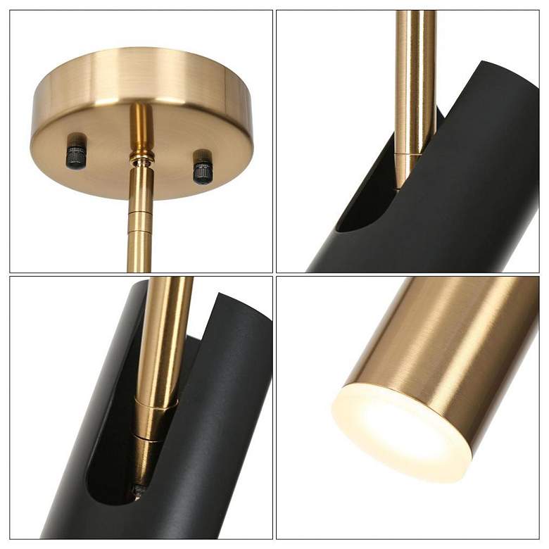 Image 4 1-light Matte Black and Plating Brass Pendant Lamp LED more views