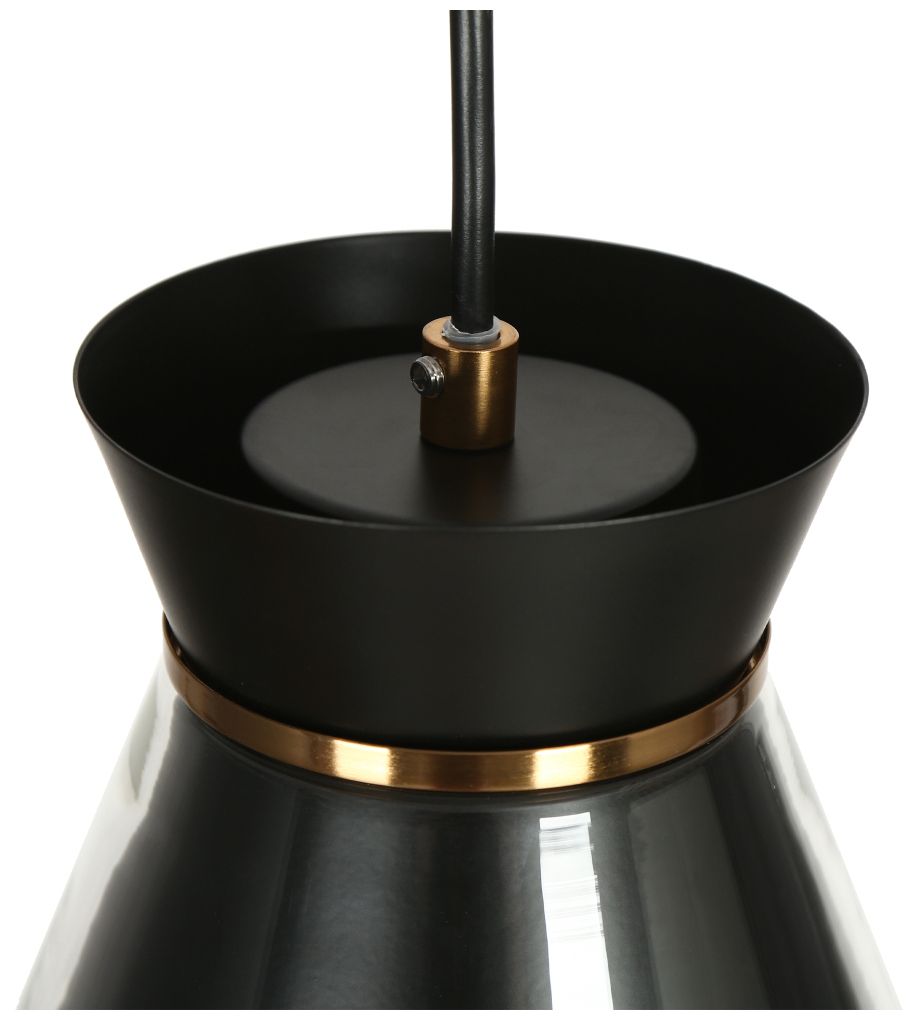 Image 5 1-light Matte Black and Plating Brass Pendant Lamp with Clear Glass more views
