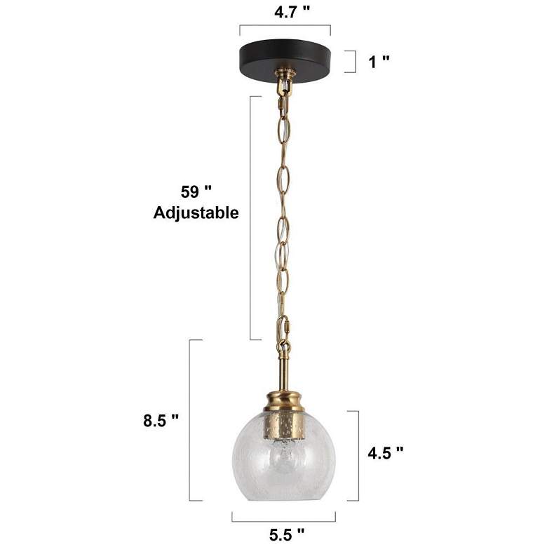 Image 2 1-light Matte Black and Plating Brass Pendant Lamp with Seeded Glass more views
