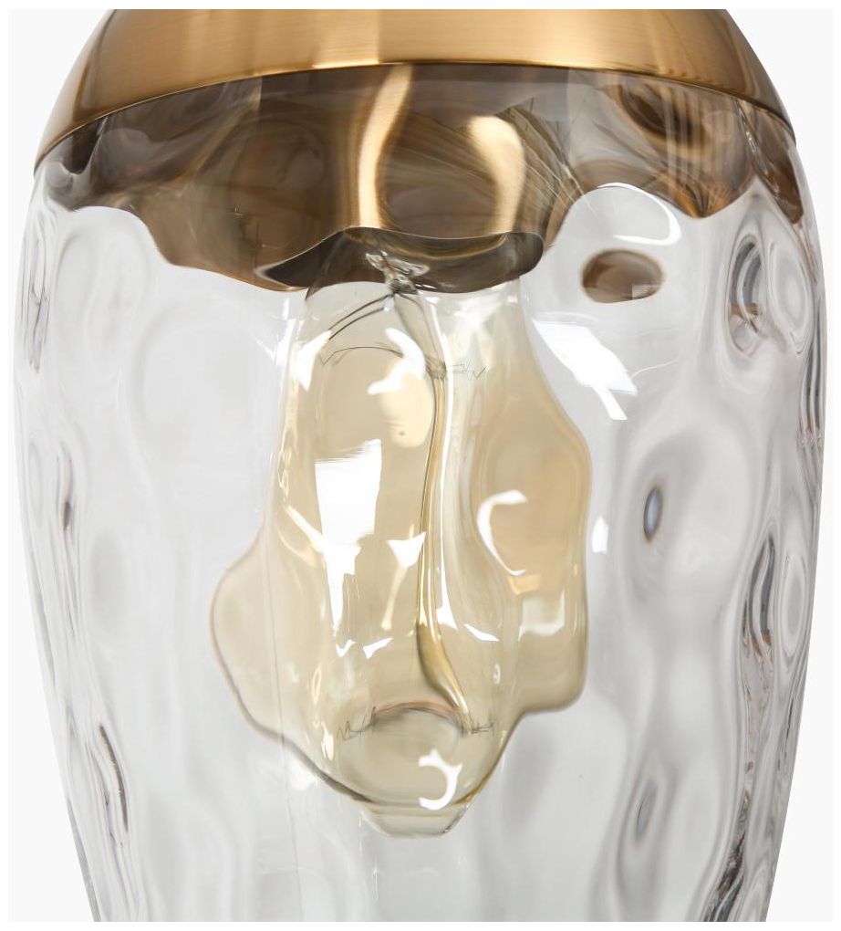 Image 4 1-light Matte Black and Plating Brass Pendant Lamp with Textured Glass more views