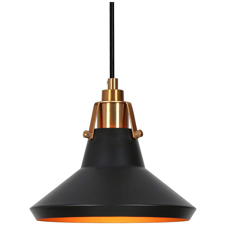 Image 1 1-light Matte Black and Plating Brass Pendant Lamp