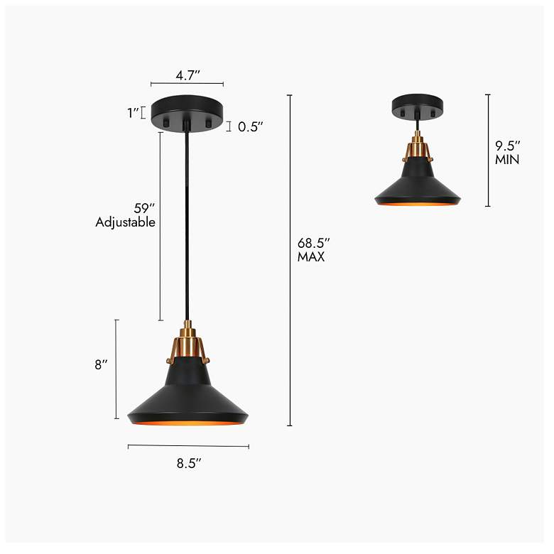 Image 2 1-light Matte Black and Plating Brass Pendant Lamp more views