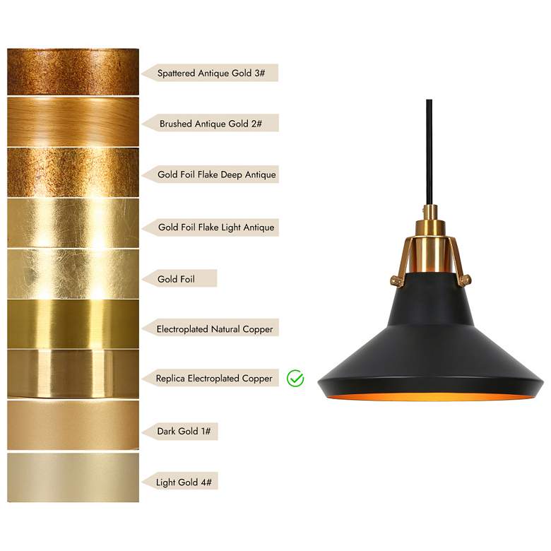 Image 5 1-light Matte Black and Plating Brass Pendant Lamp more views