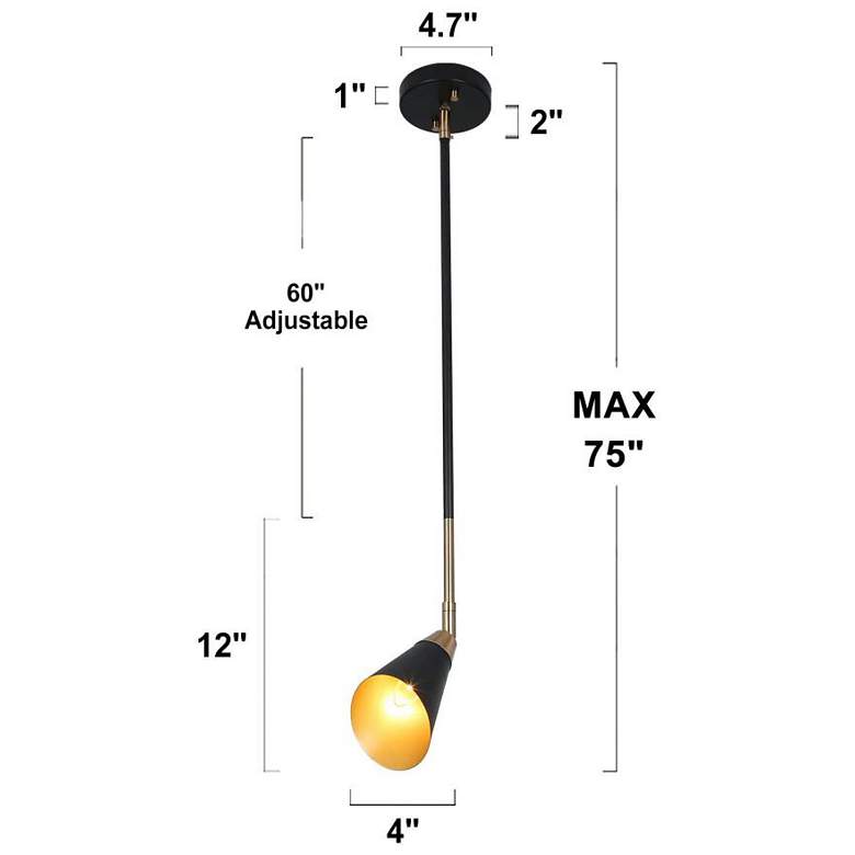 Image 2 1-light Matte Black and Plating Brass Pendant Lamp more views