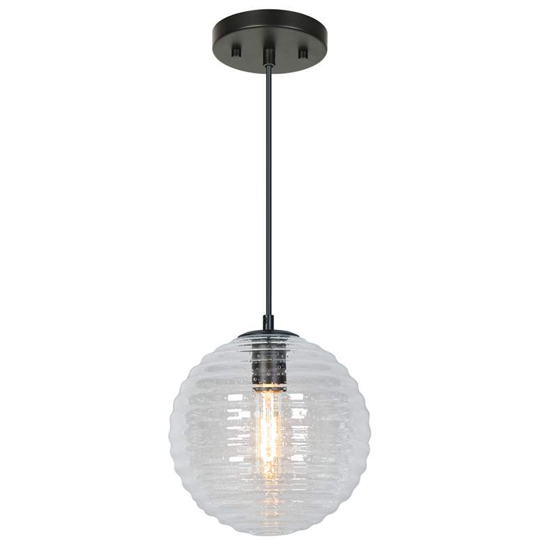 Image 1 1-light Matte Black Pendant Lamp with Glass