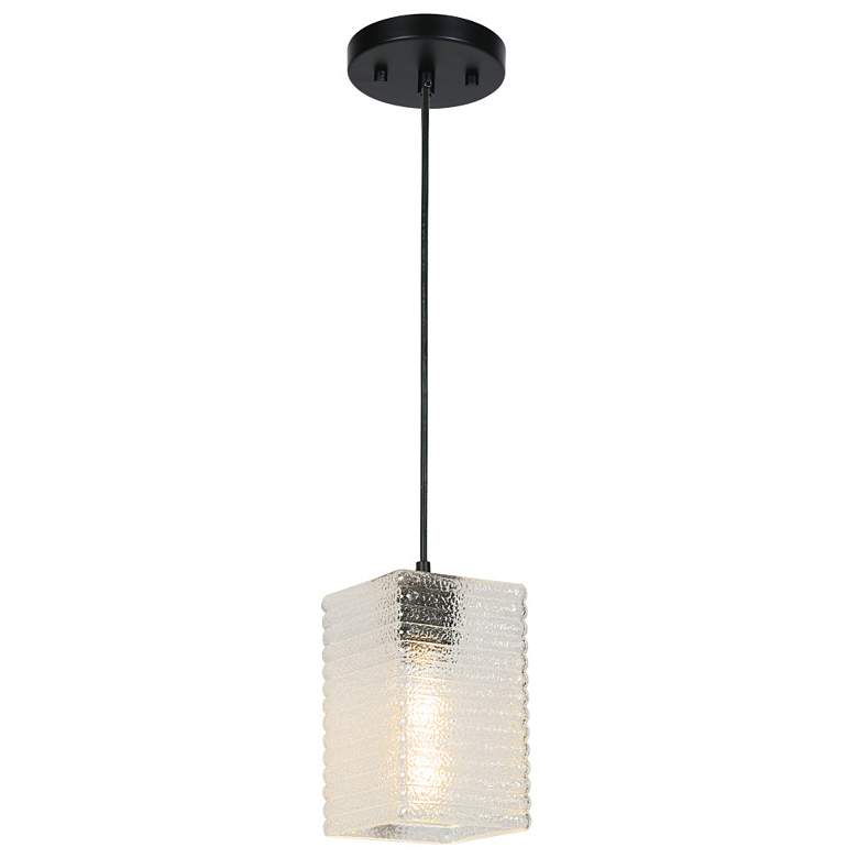 Image 1 1-light Matte Black Pendant Lamp with Glass