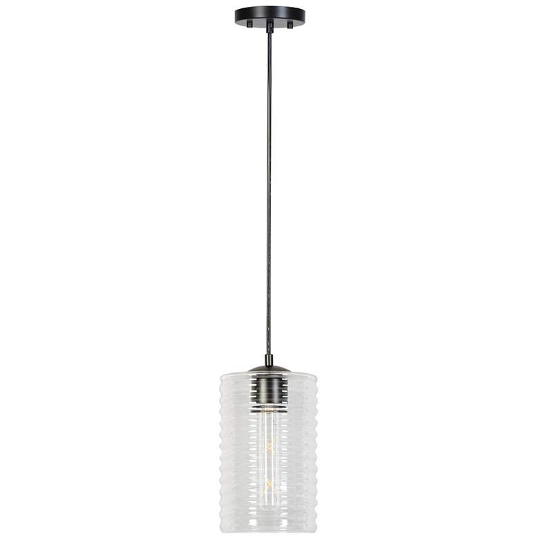 Image 1 1-light Matte Black Pendant Lamp with Glass