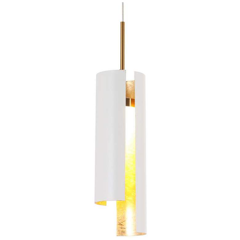 Image 1 1-light Matte White and Plating Brass LED Pendant Light