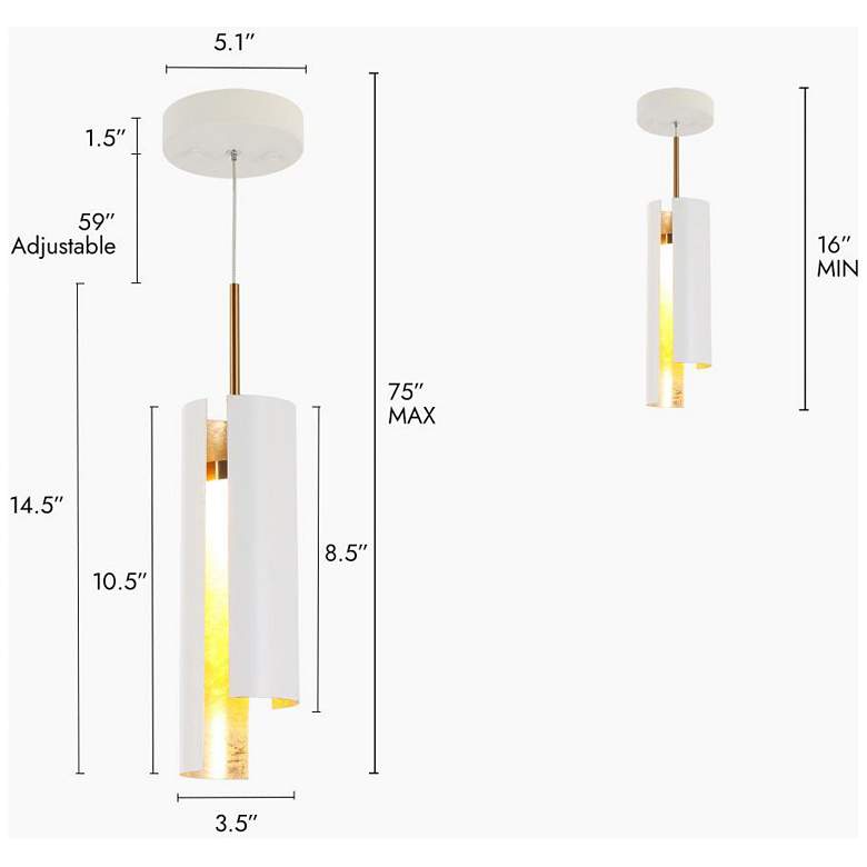 Image 4 1-light Matte White and Plating Brass LED Pendant Light more views