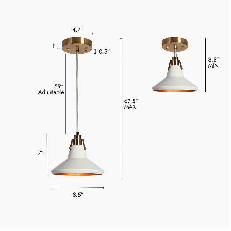 Image 2 1-light Matte White and Plating Brass Pendant Lamp more views