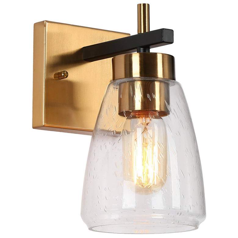 Image 1 1-Light Modern Brass Black Wall Sconce Bathoom Vanity Light