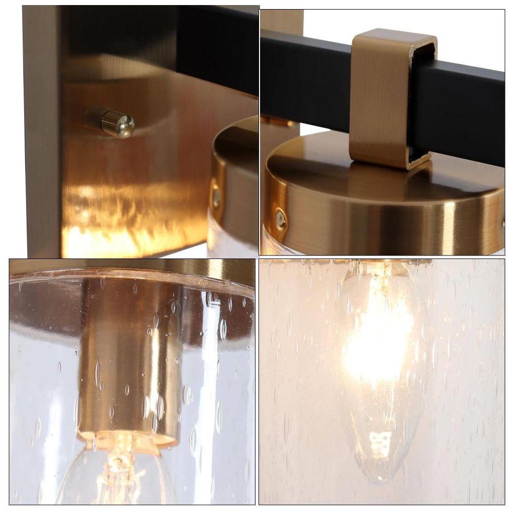Image 3 1-Light Modern Brass Gold Wall Sconce with Seeded Glass more views