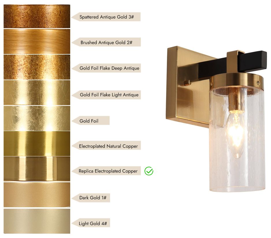 Image 4 1-Light Modern Brass Gold Wall Sconce with Seeded Glass more views