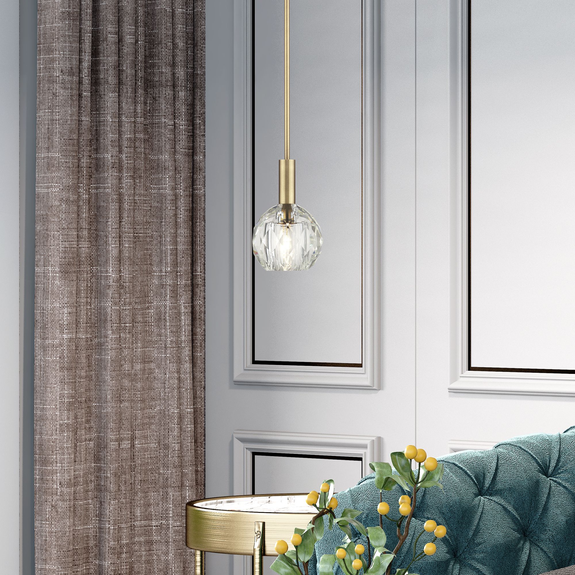 1 Light Natural Brass Crystal Pendant