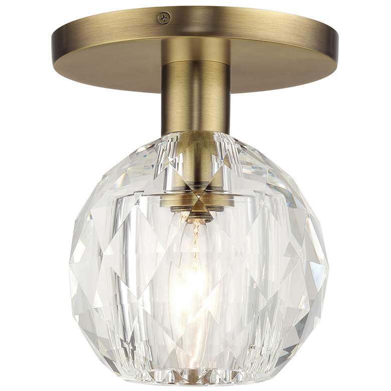 Image 1 1 Light Natural Brass Crystal Semi-Flush