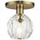 1 Light Natural Brass Crystal Semi-Flush