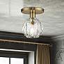 1_1 Light Natural Brass Crystal Semi-Flush