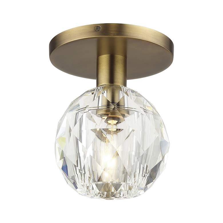 Image 4 1 Light Natural Brass Crystal Semi-Flush more views
