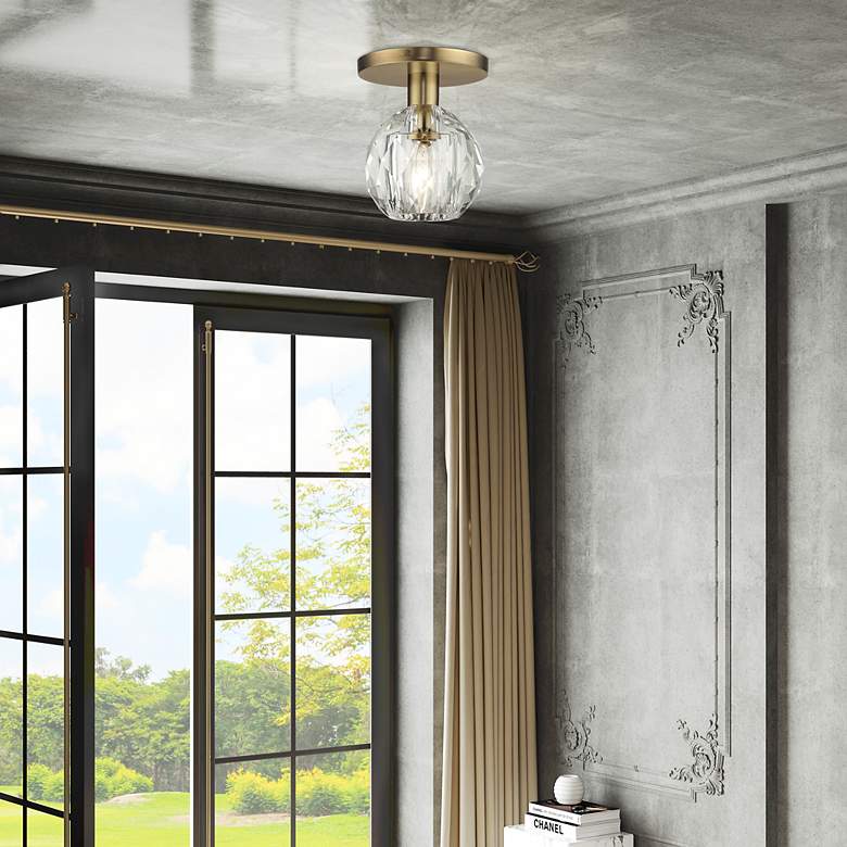 Image 6 1 Light Natural Brass Crystal Semi-Flush more views