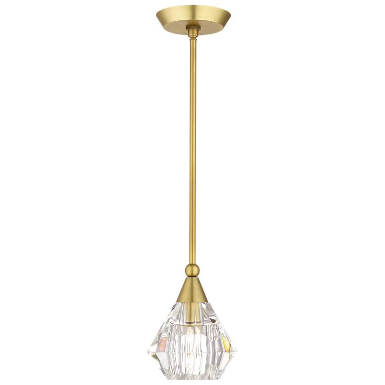 Image 1 1 Light Natural Brass Crystal Single Pendant